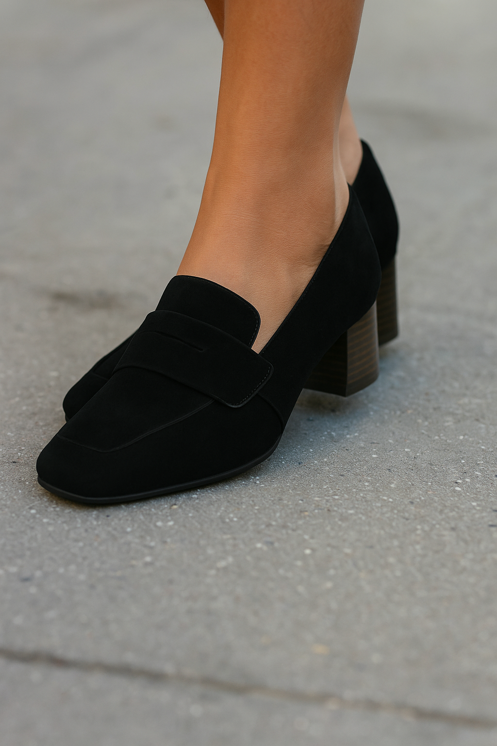 Chaussure à Boucle en Nubuck avec Talon Noir
