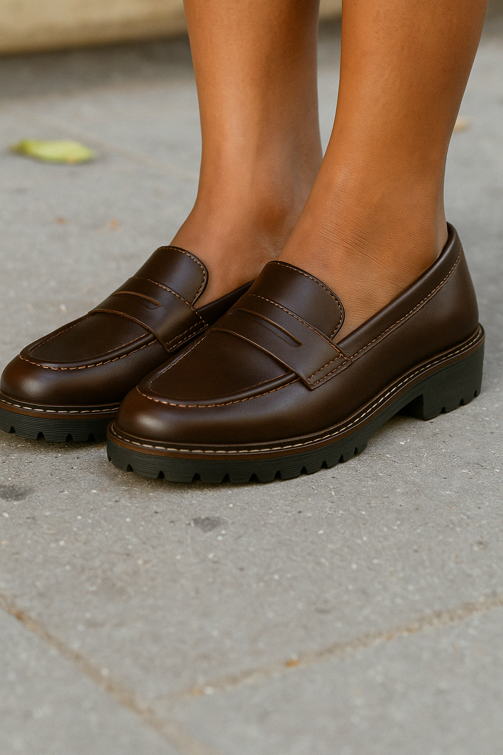Mocassin Compensé Femme Style Britanique - Marron - Mocassins