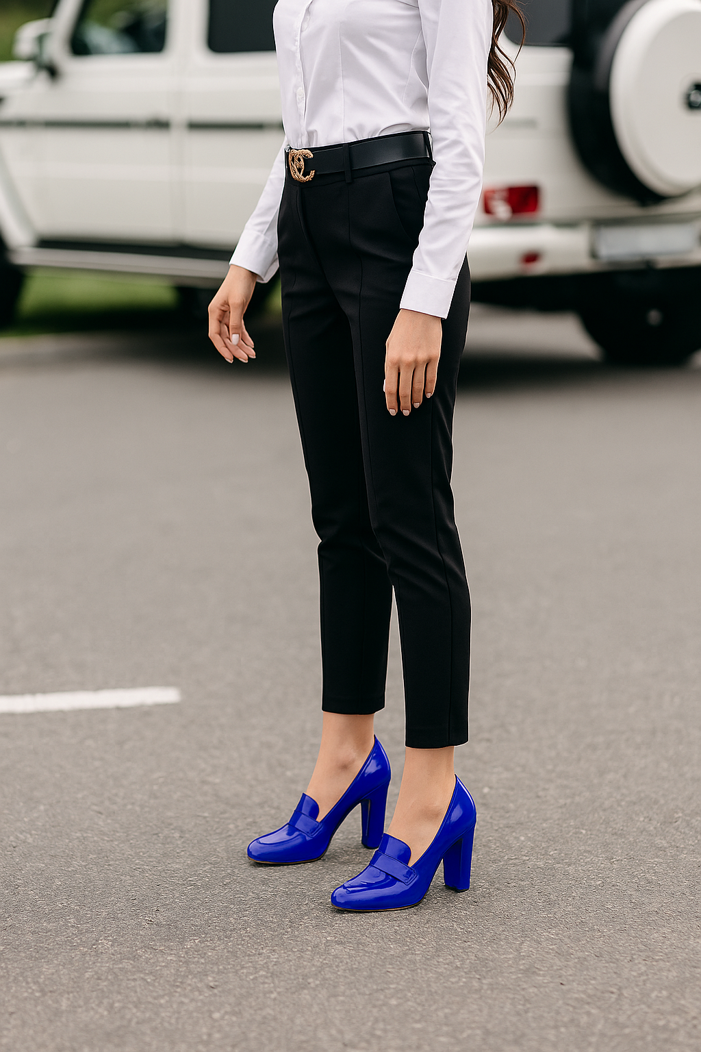 Chaussure Indigo Talon Haut pour Femme en Cuir Verni