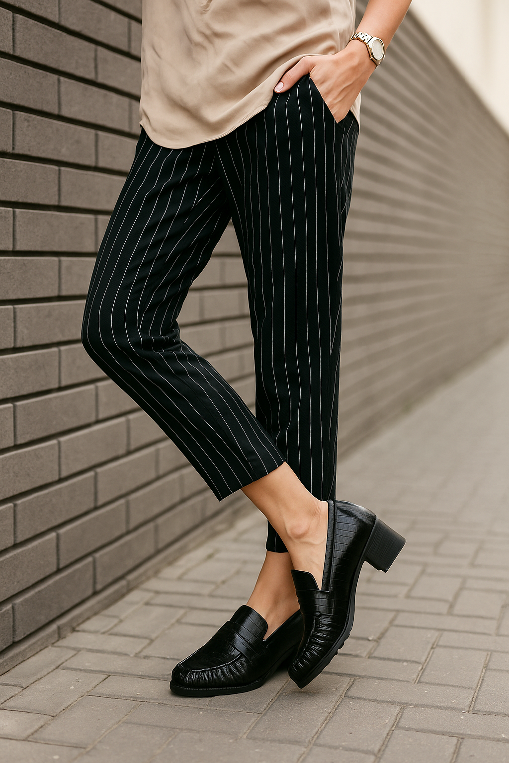 Chaussures en cuir noir à Talon 7 cm