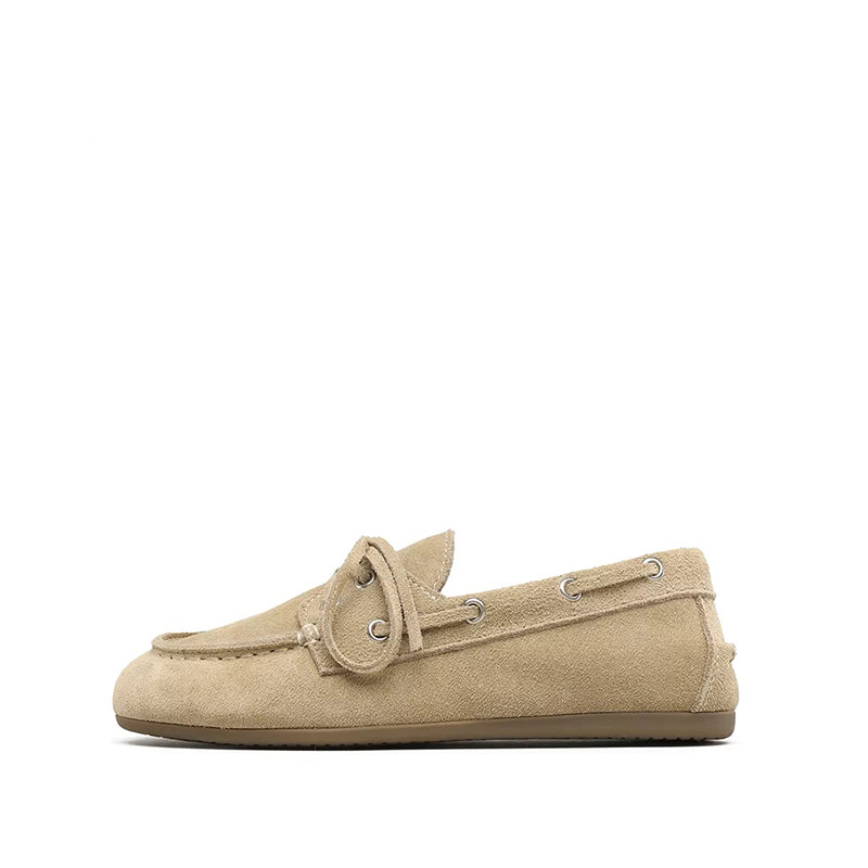 Mocassin Bateau Femme en Cuir - Beige