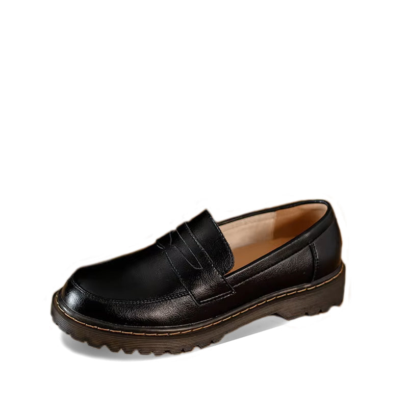 Mocassin Compensé Femme Style Britanique - Noir