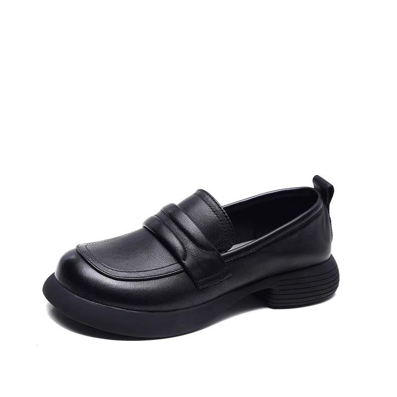 Mocassin Compensé Femme Cuir - Noir