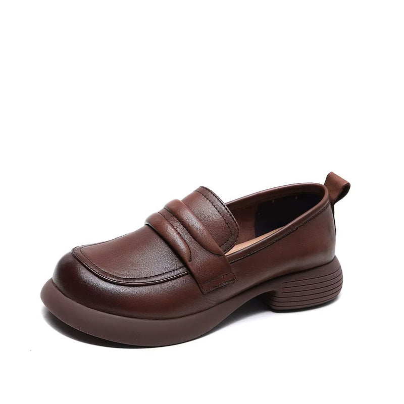 Mocassin Compensé Femme Cuir - Marron
