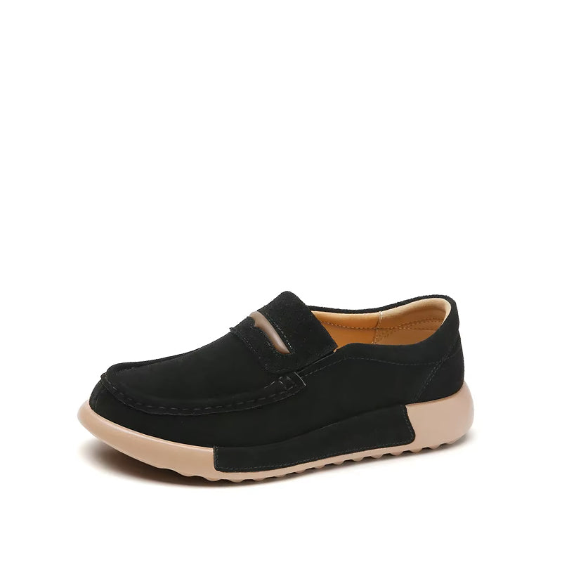 Mocassin Femme Compensé Daim - Noir