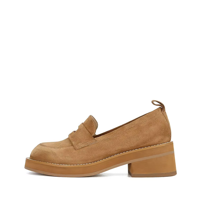 Mocassin Femme Talon Compensé - Beige