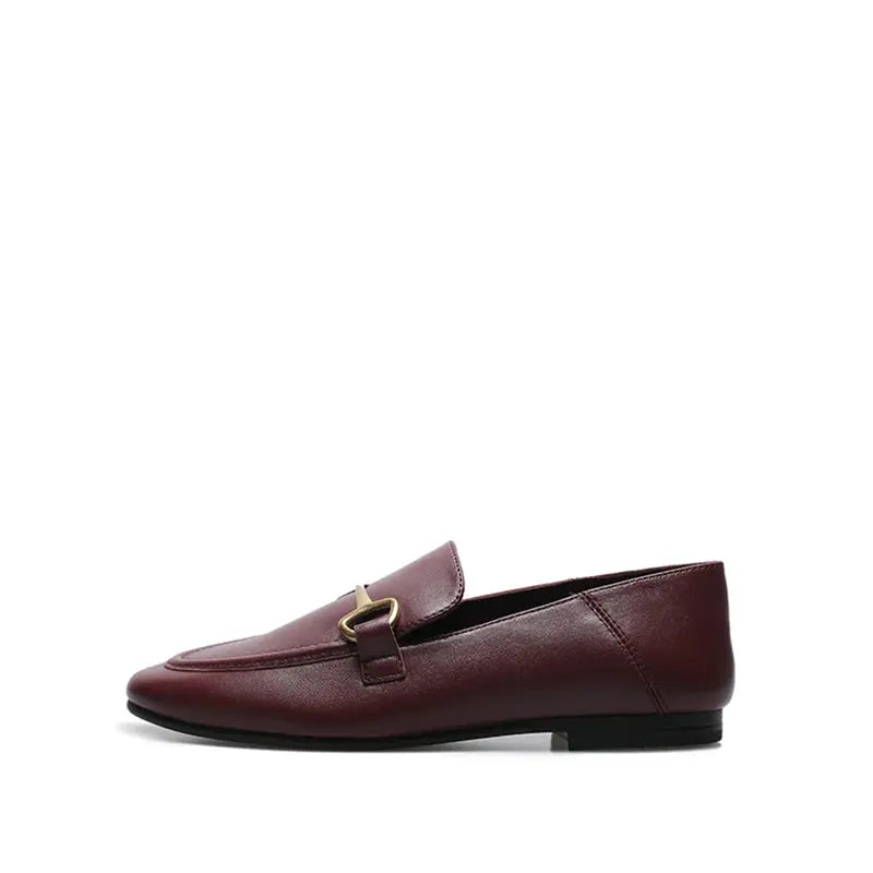 Mocassin Cuir Bordeaux Femme