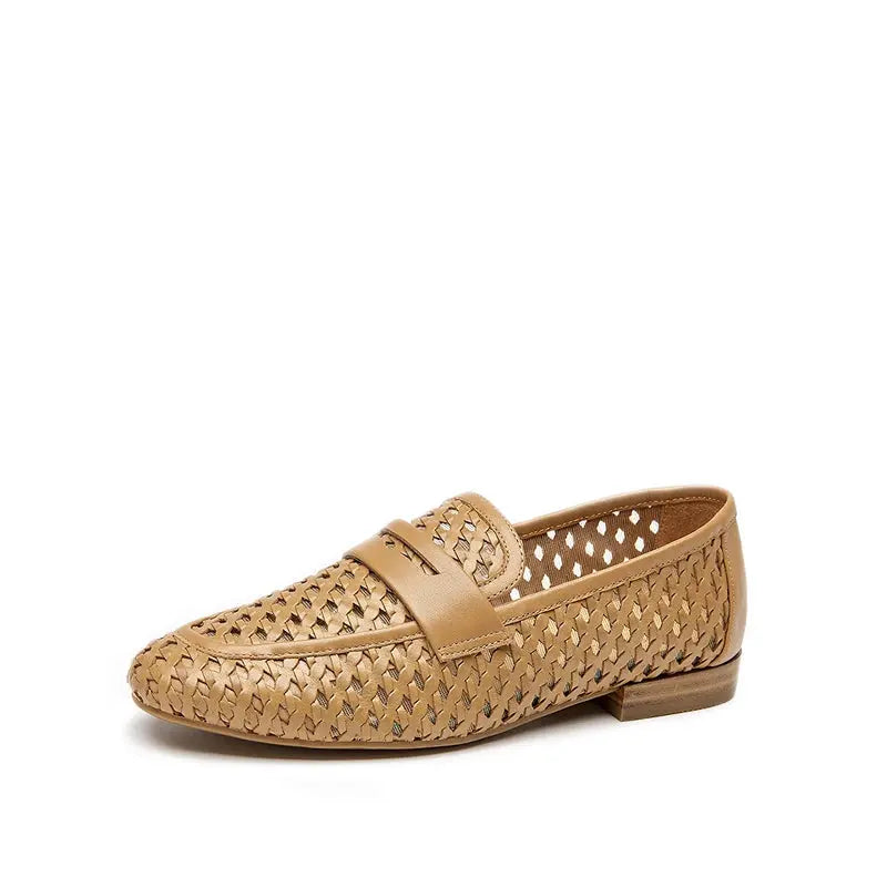 Chaussures en Cuir Tressé Femme