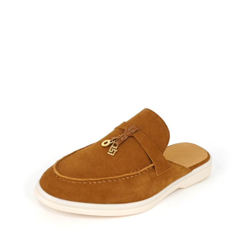 Mocassin Daim Femme Ouvert à Gland - Camel