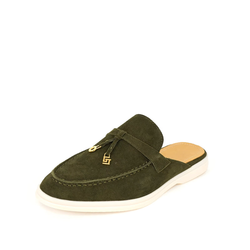 Mocassin Daim Femme Ouvert à Gland - Gris Foncé