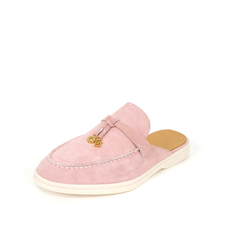 Mocassin Daim Femme Ouvert à Gland - Rose