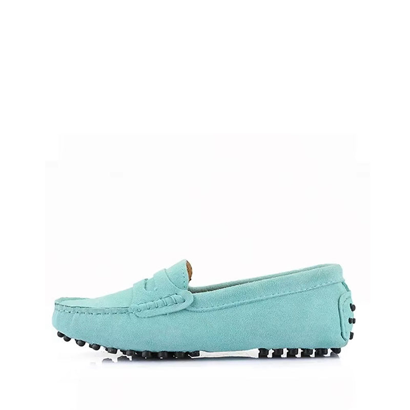 Mocassin Été Femme en Daim et Cuir - Bleu Turquoise