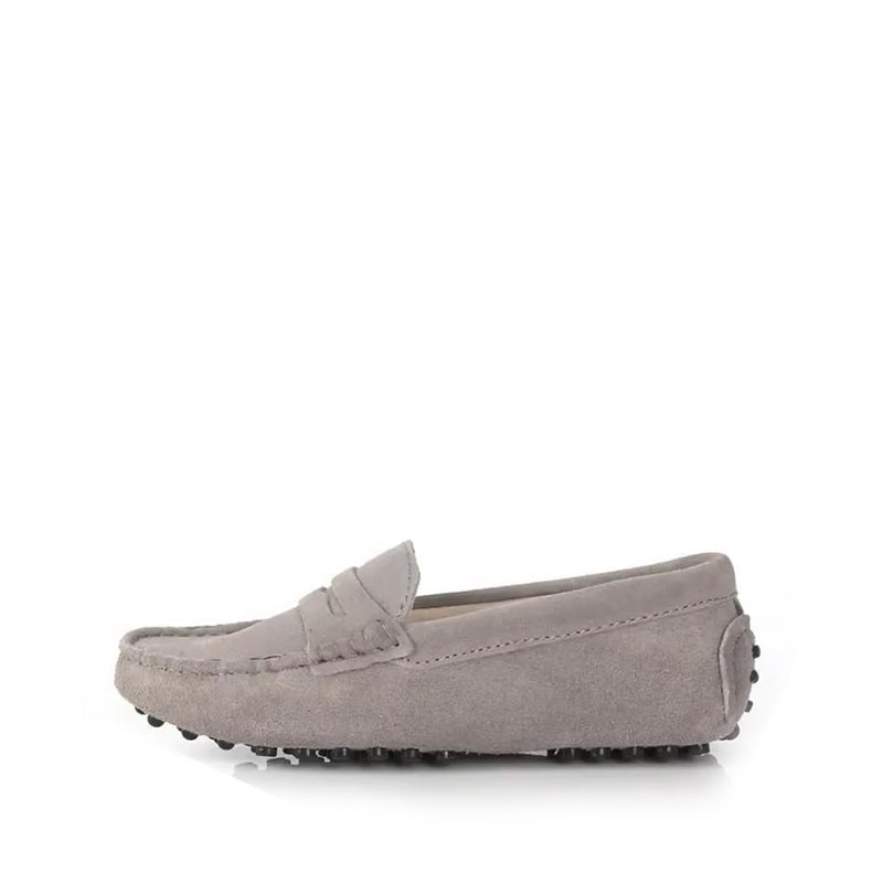 Mocassin Été Femme en Daim et Cuir - Gris
