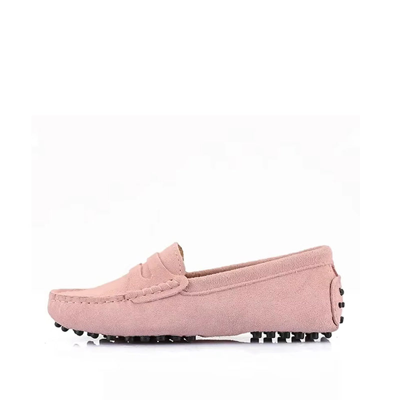 Mocassin Été Femme en Daim et Cuir - Rose Clair