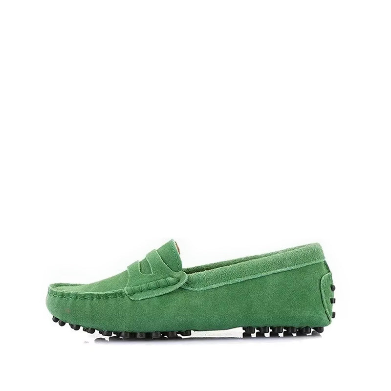 Mocassin Été Femme en Daim et Cuir - Vert
