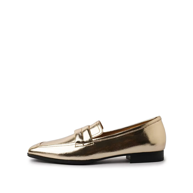 Mocassin Femme Cuir Doré