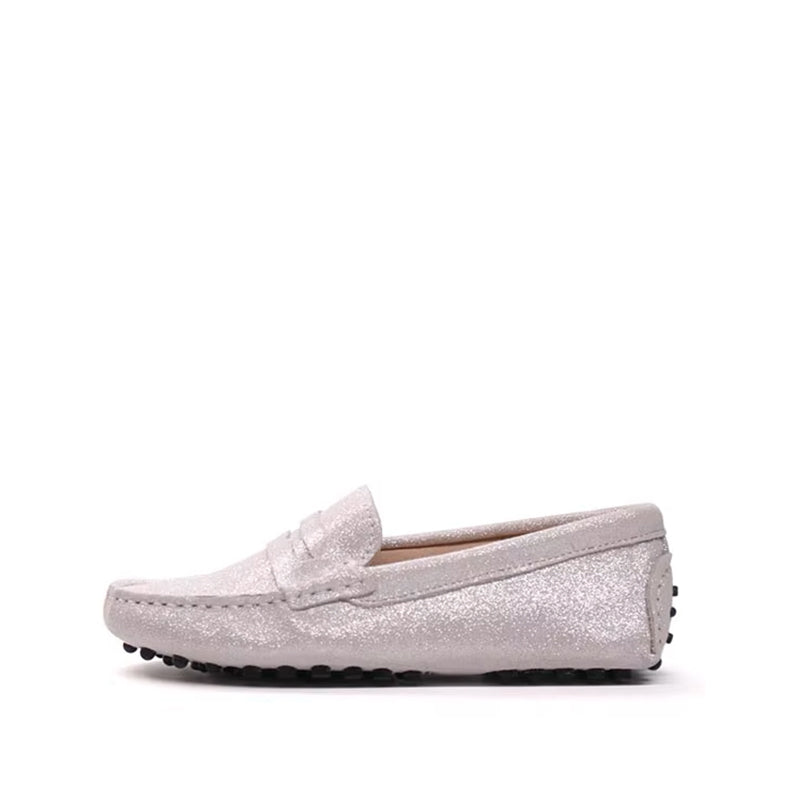 Mocassin Femme Cuir Souple - Blanc Brillant