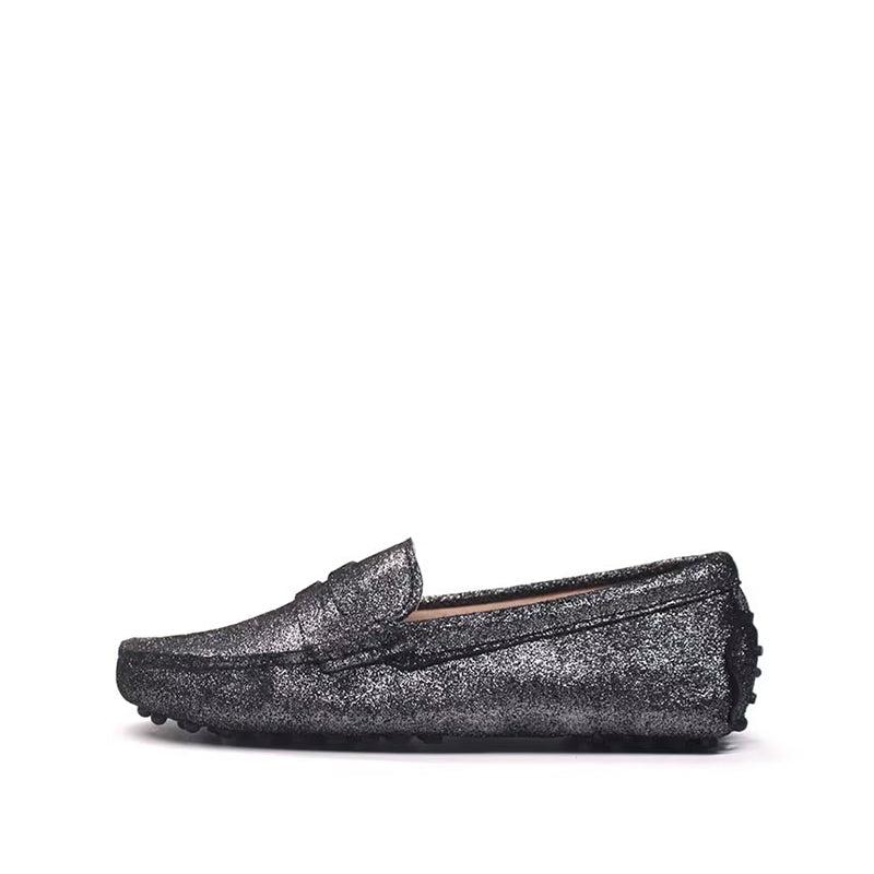 Mocassin Femme Cuir Souple - Noir Brillant
