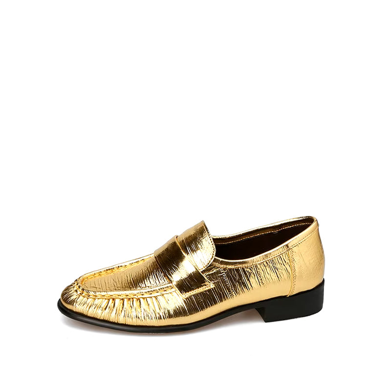 Mocassin Femme Cuir Souple Doré