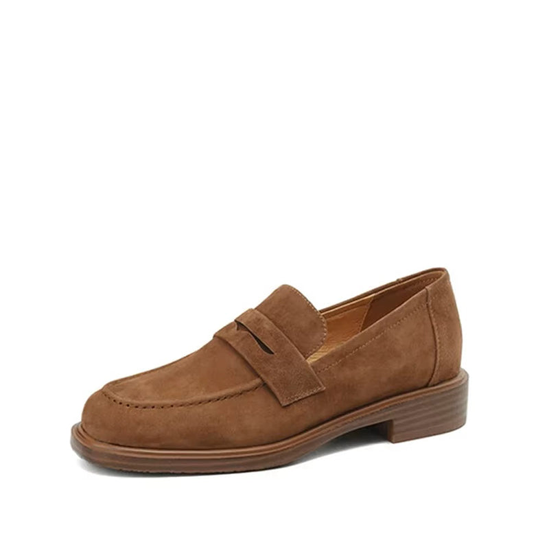 Mocassin Femme Talon 3 cm en Nubuck - Camel