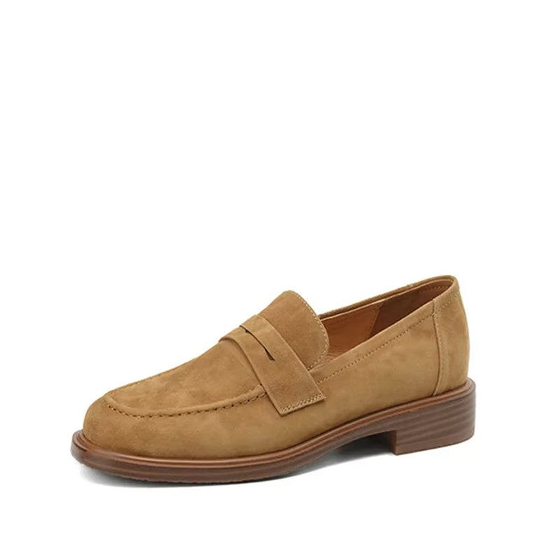 Mocassin Femme Talon 3 cm en Nubuck - Kaki