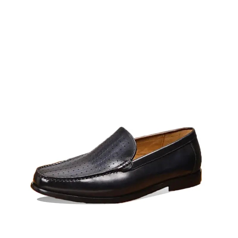 Mocassin Homme Cuir Noir Perforé
