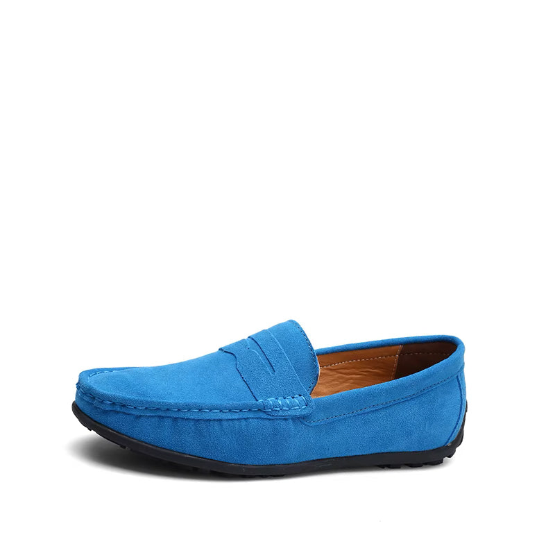Mocassin Homme Daim Bleu Ciel
