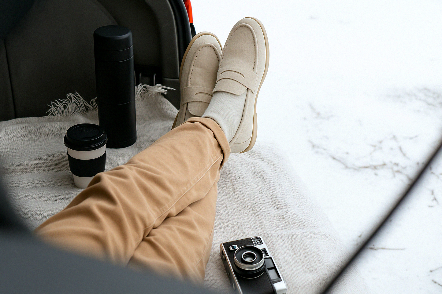 Mocassin Homme Daim Crème - Mocassins