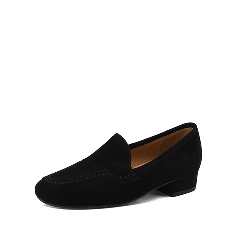 Mocassin Nubuck Femme avec Petit Talon - Noir