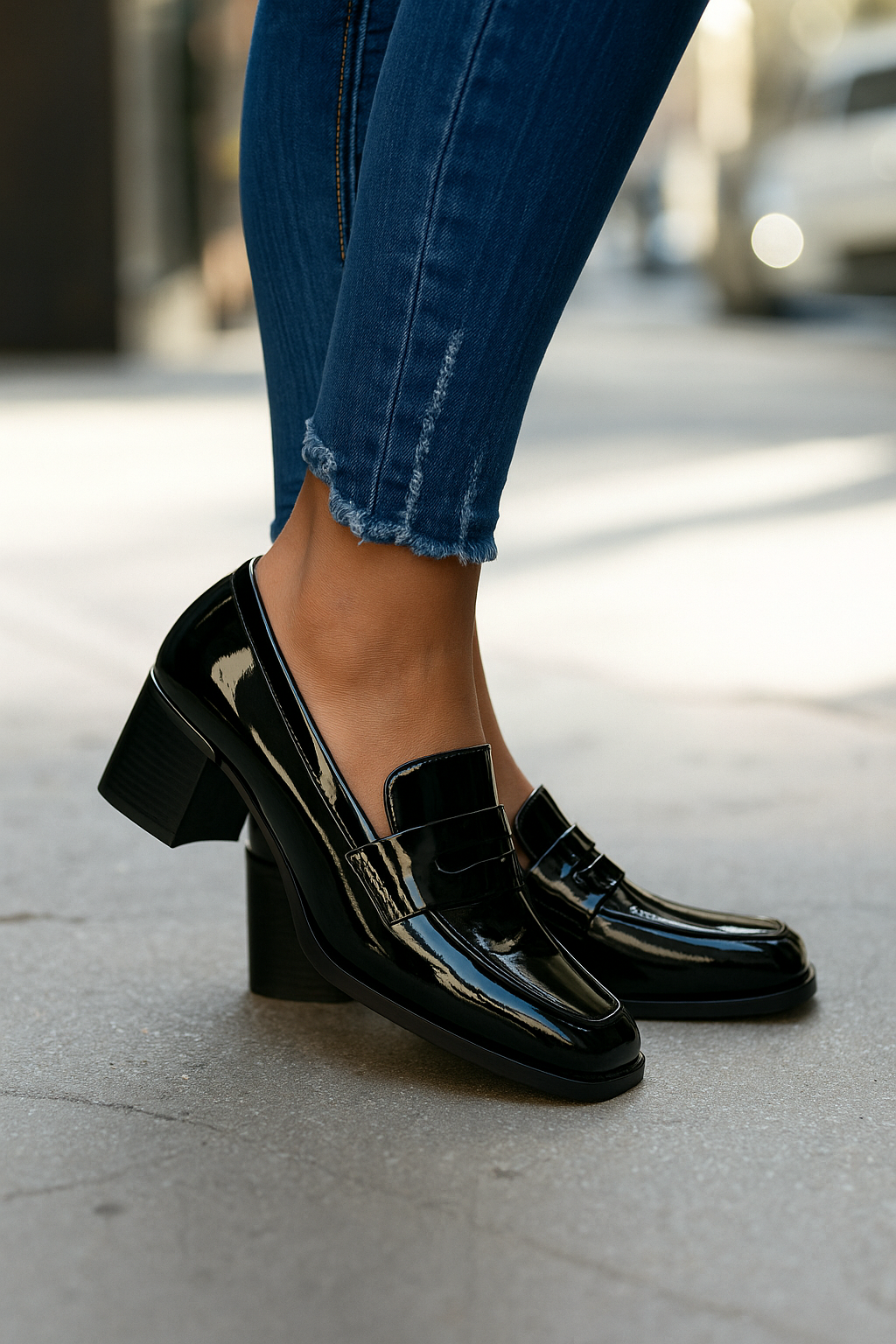 Chaussures Noires Vernies Femme Talon