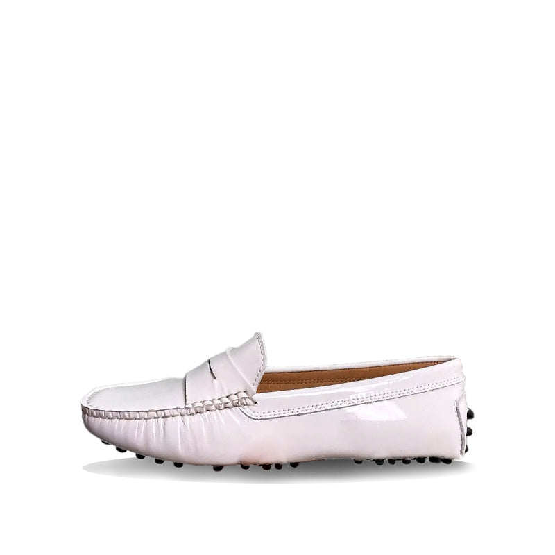 Mocassin Vernis Femme en Cuir - Blanc
