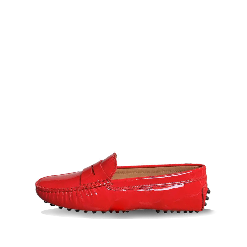 Mocassin Vernis Femme en Cuir - Rouge