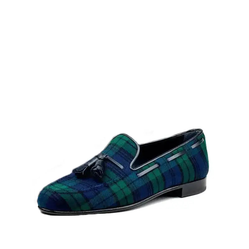 Mocassin à Gland Daim à Carreaux - Vert - Vert / 38 - Mocassins