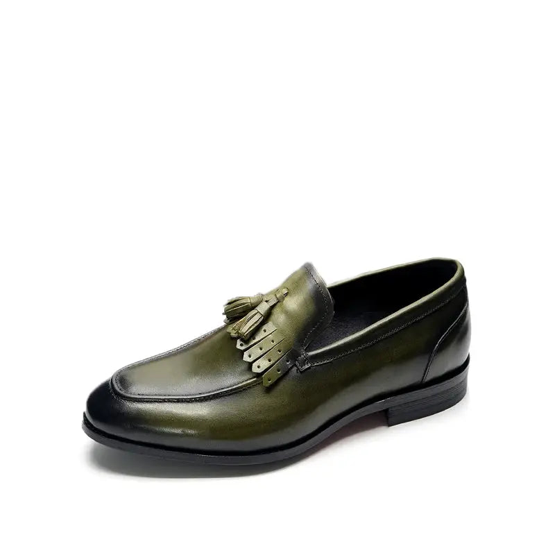 Mocassin à Gland et Franges Cuir - Vert