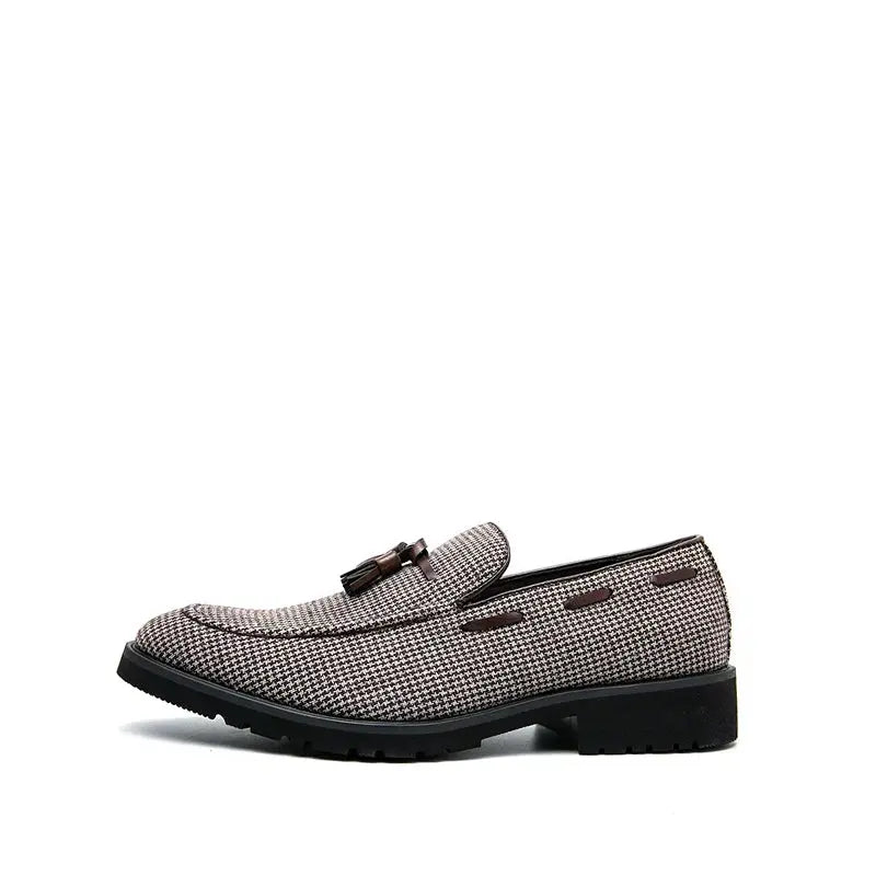 Mocassin à Gland en Toile et Cuir