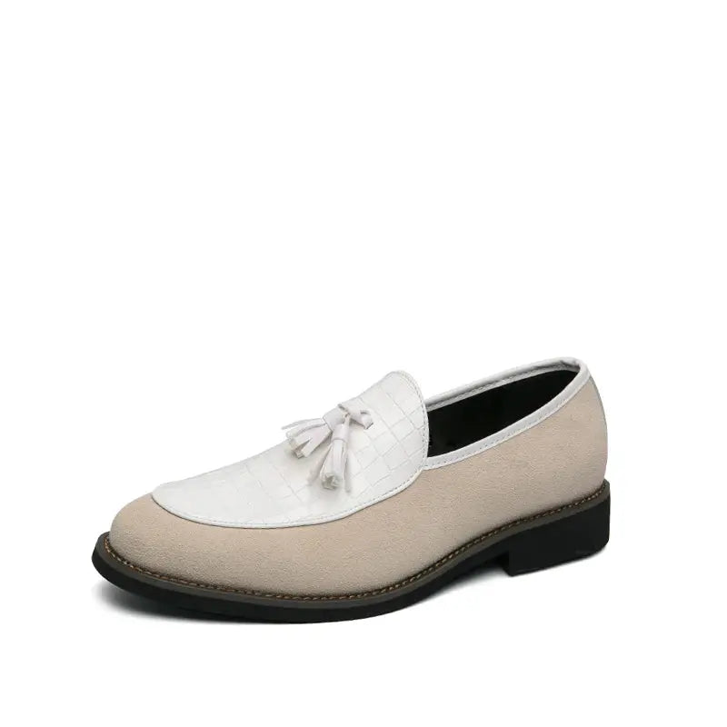 Mocassin à Gland Daim et Cuir - Crème