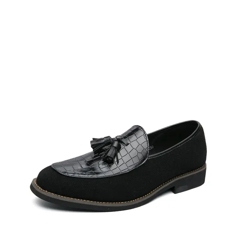 Mocassin à Gland Daim et Cuir - Noir