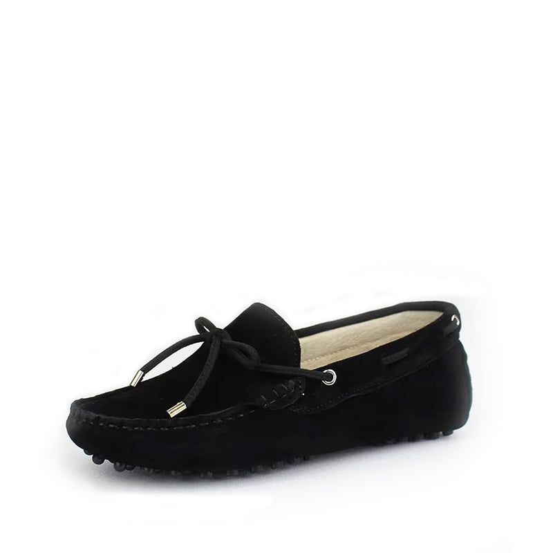 Mocassin à Lacets Femme Cuir et Daim - Noir