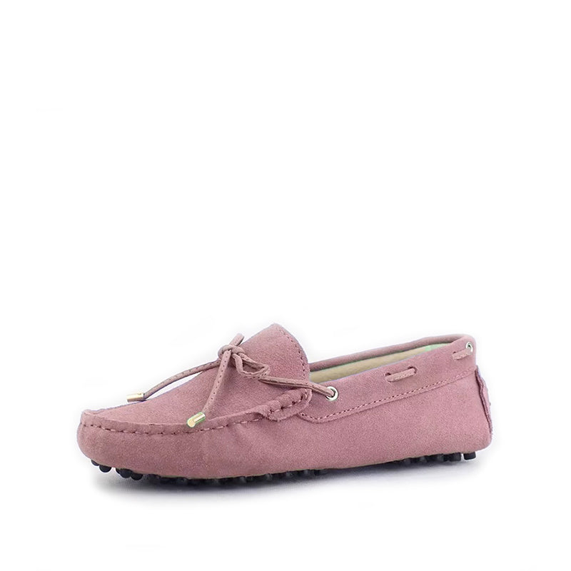 Mocassin à Lacets Femme Cuir et Daim - Rose