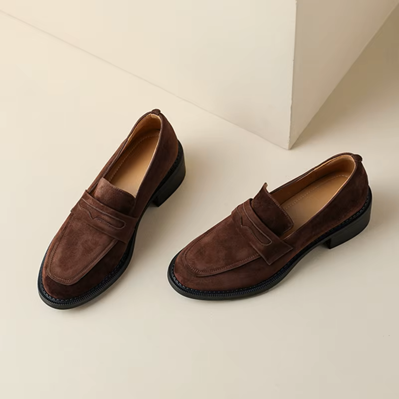 Chaussure Femme Nubuck à Talon 4 cm Marron