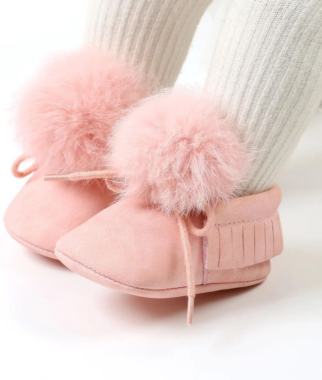 Mocassin en Daim Rose Pastel – Bébé Fille