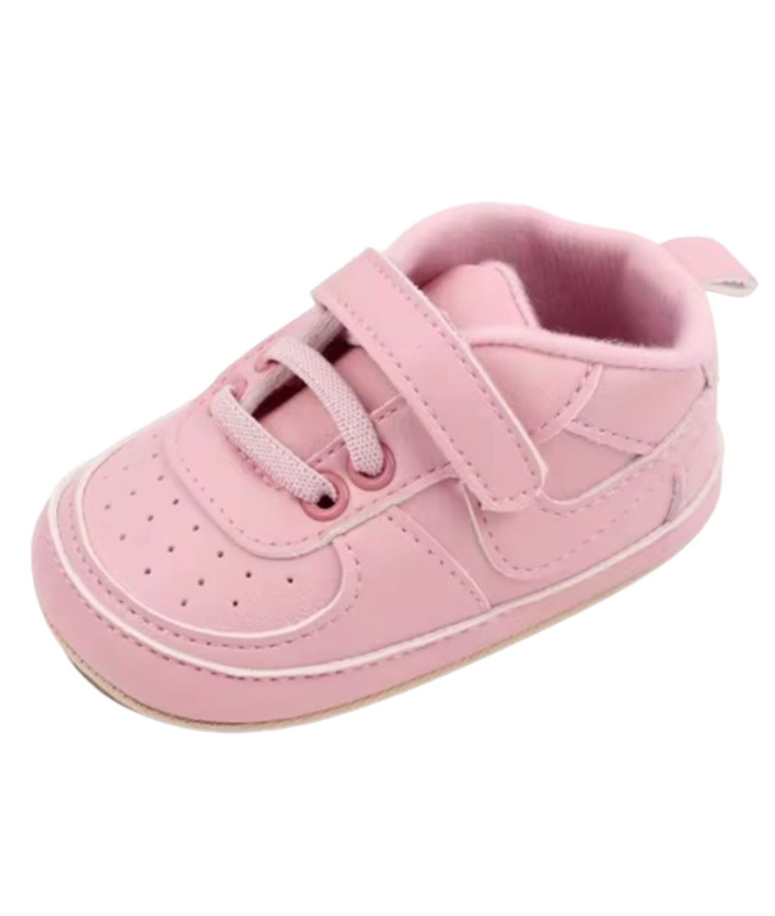 Mocassin Ajouré en Cuir Rose Poudré – Bébé Fille