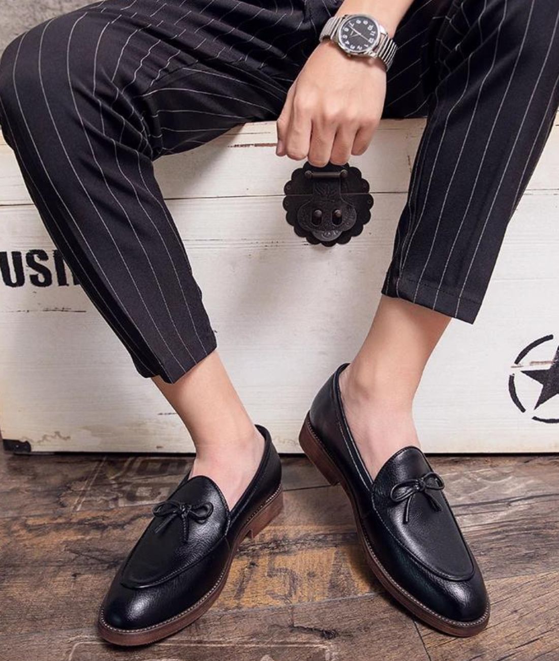 Mocassins Bateau À Lacets en Effet cuir Pour Homme