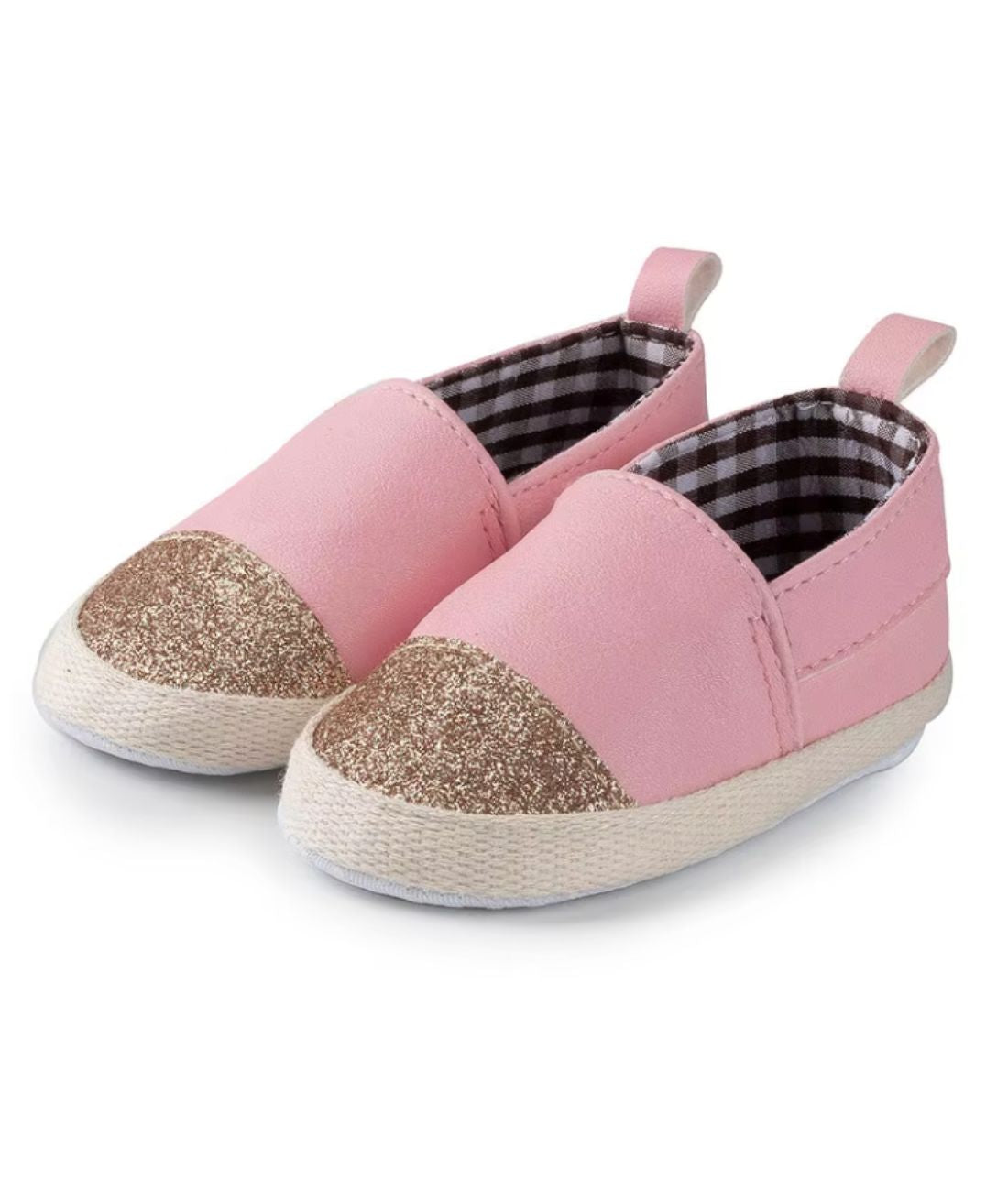 Mocassin Bicolore Brillant en Cuir Rose et Blanc – Bébé
