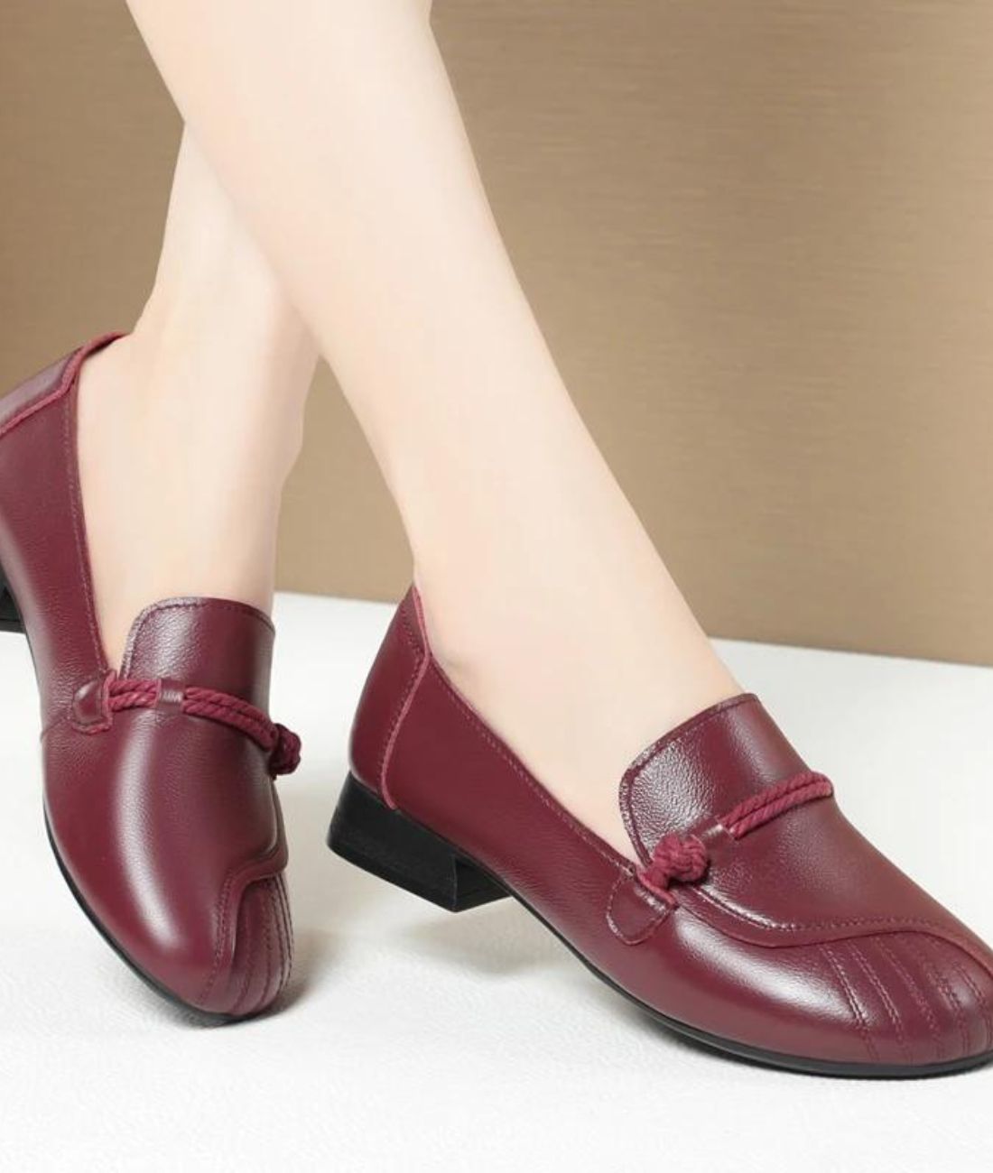 Mocassins en Effet cuir À Talon Moyen Pour Femme