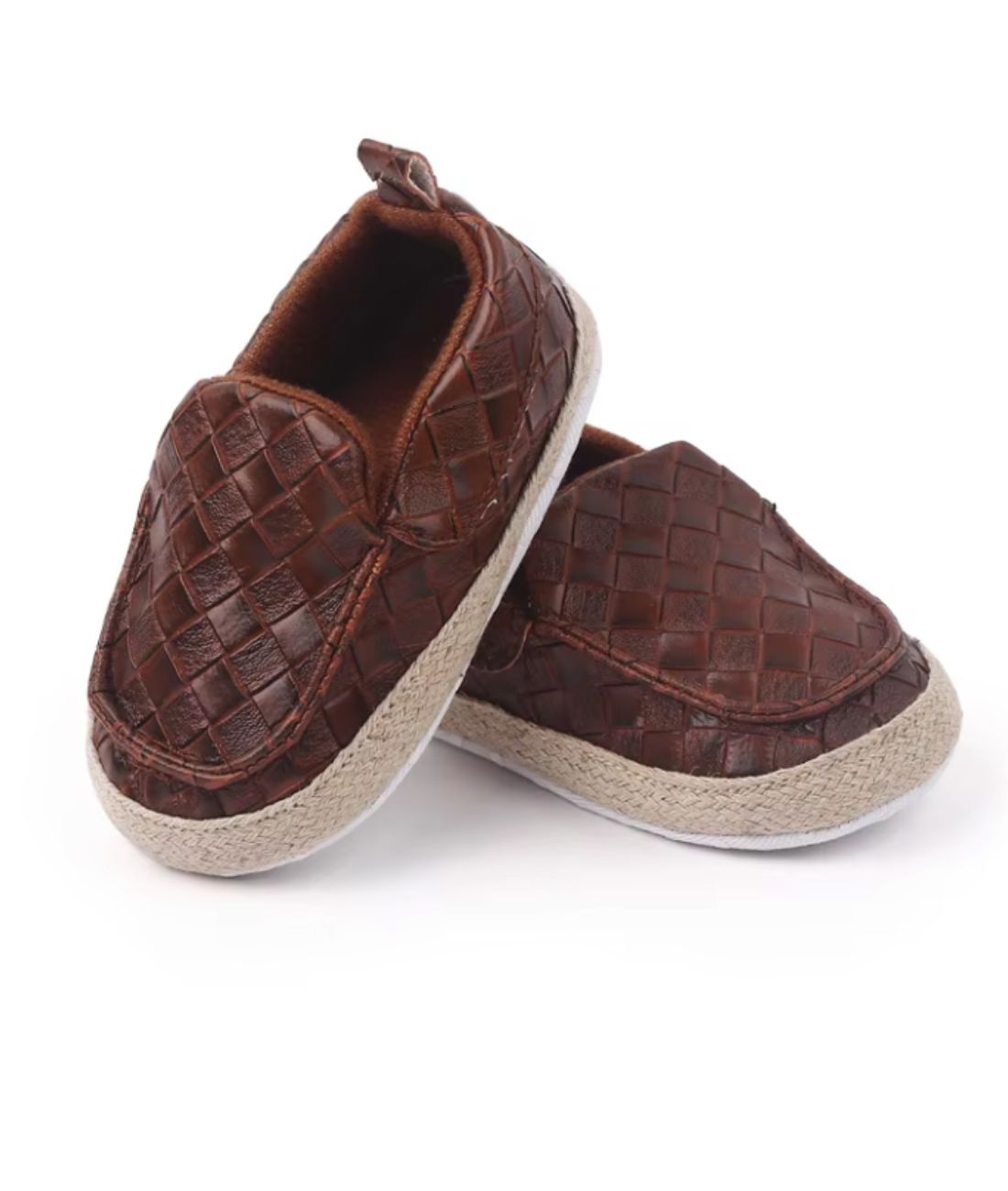 Mocassin en Cuir Tressé Marron – Bébé Garçon
