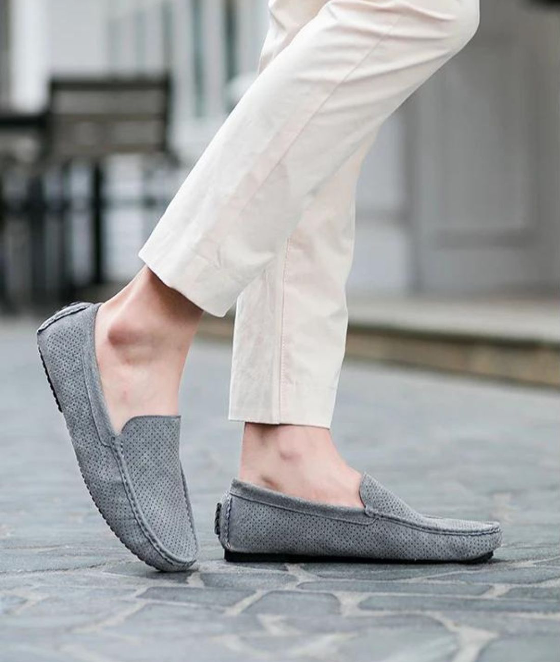 Mocassins En Suédine Décontracté Gris Pour Hommes