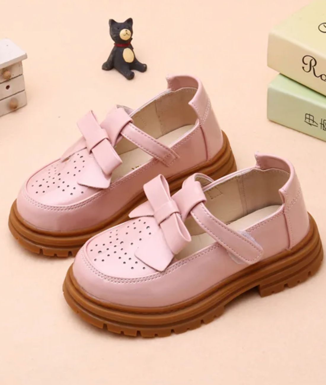 Mocassin à Glands en Cuir Rose Tendre – Enfant