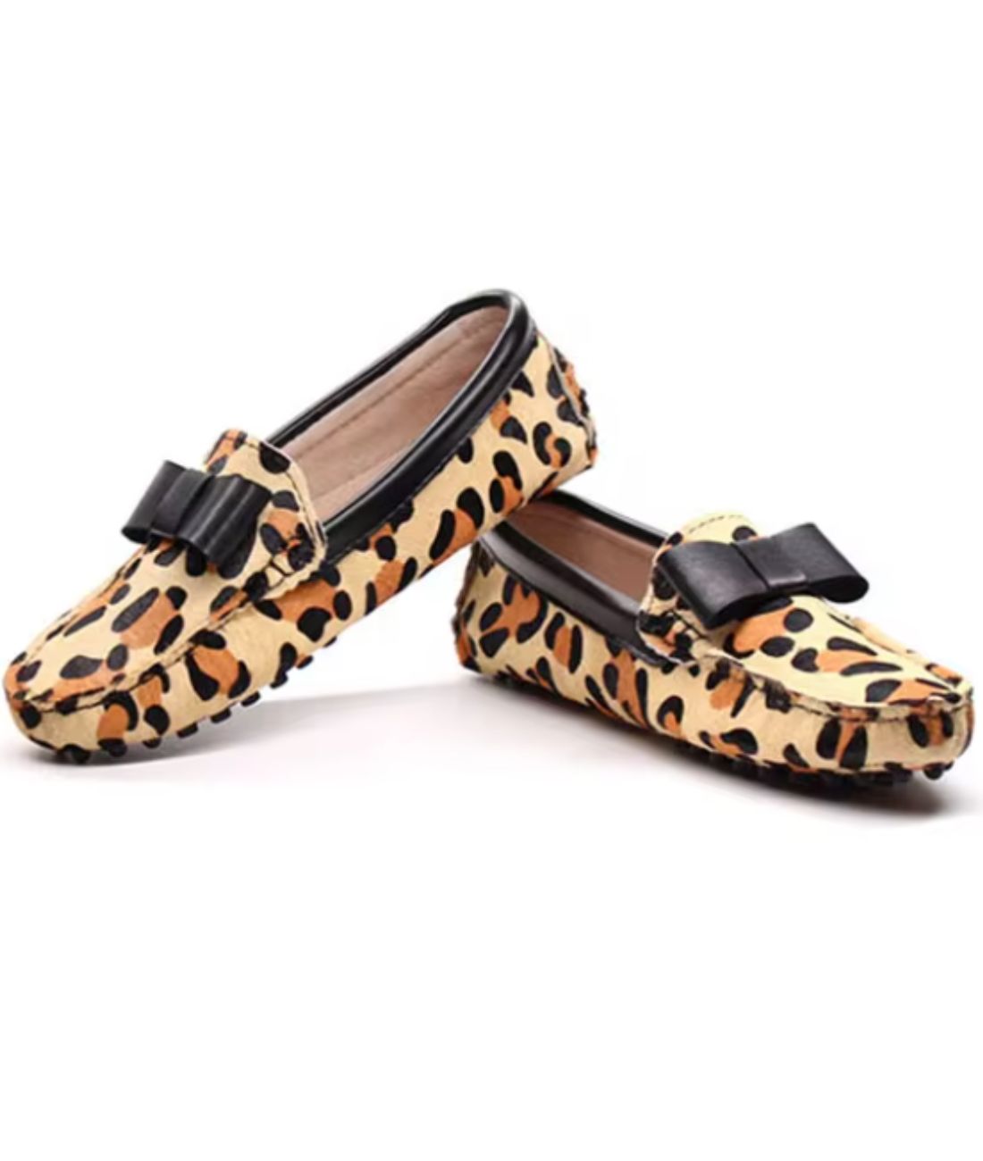 Mocassin Imprimé Léopard en Cuir Léopard Clair – Femme