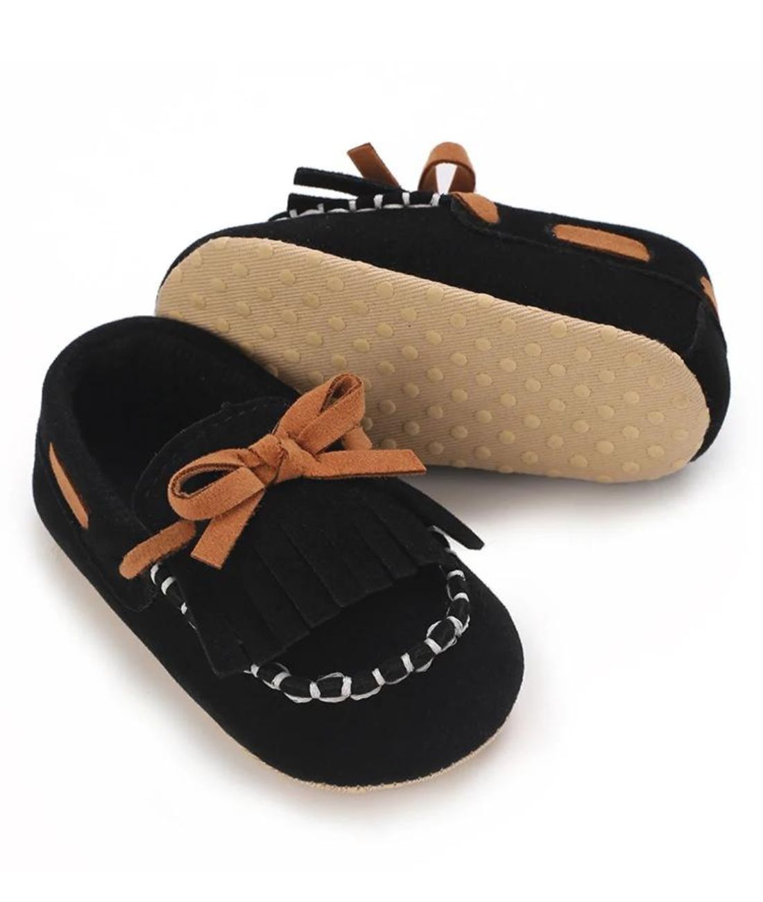 Mocassin à Lacets en Daim Noir Profond – Bébé
